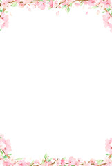 Fototapeta premium 手描き水彩 | 桜の枝 frame ポストカードやグリーティングカードの背景イラスト