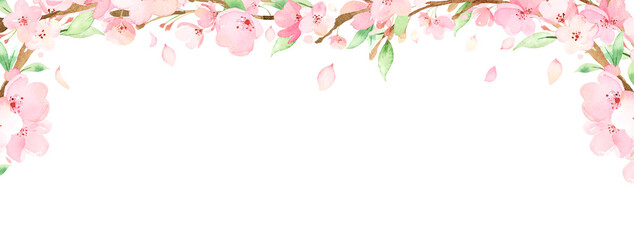 Obraz na płótnie Canvas 手描き水彩 | 桜の枝 frame ポストカードやグリーティングカードの背景イラスト