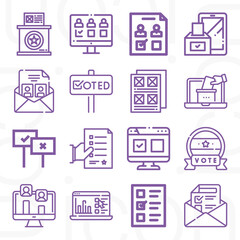 16 pack of casting vote  lineal web icons set