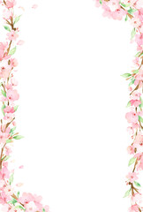 手描き水彩 | 桜の枝 frame ポストカードやグリーティングカードの背景イラスト