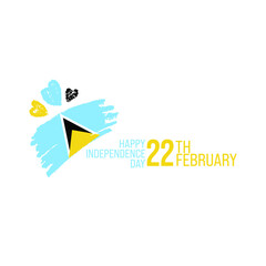 Saint Lucia Happy Independence day greeting card, banner, vector illustration. St Lucia holiday 22th of February design element with waving flag as a symbol of independence