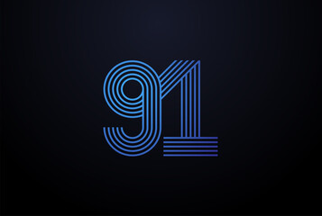 Number 91 Logo, Monogram Number 91 logo multi line style, usable for anniversary and business logos, flat design logo template, vector illustration - obrazy, fototapety, plakaty