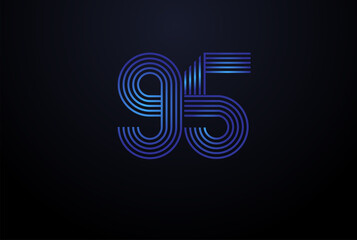 Number 95 Logo, Monogram Number 95 logo multi line style, usable for anniversary and business logos, flat design logo template, vector illustration - obrazy, fototapety, plakaty