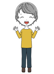 笑顔のおばあちゃんの全身イラスト