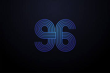 Number 96 Logo, Monogram Number 96 logo multi line style, usable for anniversary and business logos, flat design logo template, vector illustration - obrazy, fototapety, plakaty