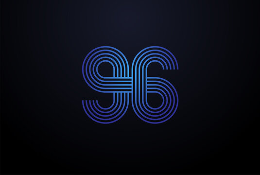Number 96 Logo, Monogram Number 96 logo multi line style, usable for anniversary and business logos, flat design logo template, vector illustration