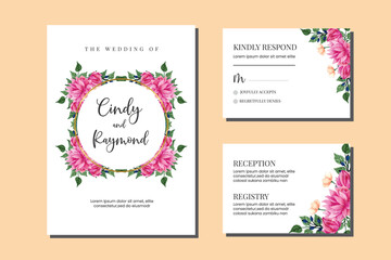 Fototapeta na wymiar Wedding invitation frame set, floral watercolor hand drawn Beautiful Flower design Invitation Card Template