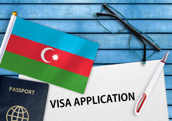 Visa application form and flag of Azerbaijan