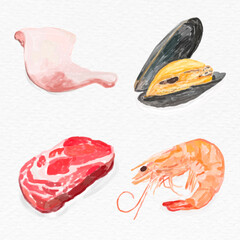 Food vector watercolor set