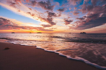 Seascape of beach in sunset at Koh Chang Trad Thailand