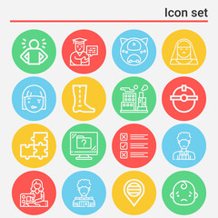 16 pack of problem  lineal web icons set