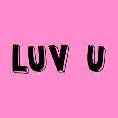 Luv u vector word art typography