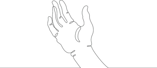 Wrist. Palm gesture. Different position of the fingers. Sign and symbol of gestures. One continuous drawing line  logo single hand drawn art doodle isolated minimal illustration.