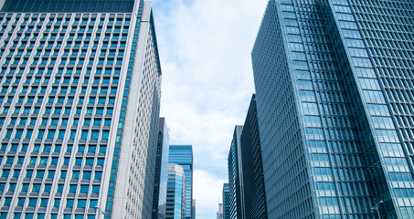 Fototapeta na wymiar High-rise buildings and blue sky - Tokyo, Japan