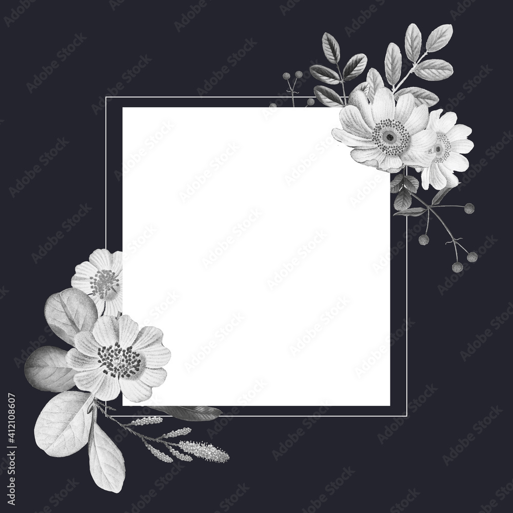 Wall mural Botanical frame vector hand drawn vintage illustration