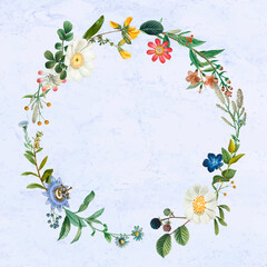 Botanical wreath vector with design space