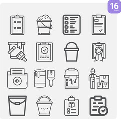 Simple set of queue related lineal icons.