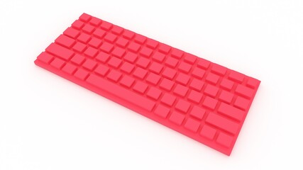 3d render pink keyboard on white floor