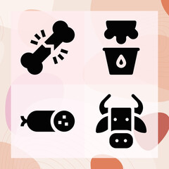 Simple set of beef related filled icons