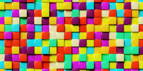 Abstract background made of stacked colorful cubes. 3d rendering
