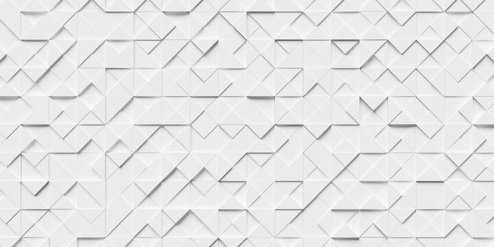 Abstract White Background Made Of Triangles. 3d Rendering