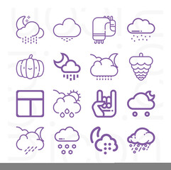 16 pack of rainfall  lineal web icons set