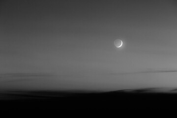 Dusk sky landscape and moon