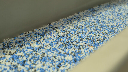 Close-up shot of equipment for sorting and mixing bulk materials at the enterprise.