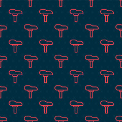 Red line Bicycle seat icon isolated seamless pattern on black background. Bicycle saddle. Vector.