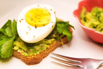 Toast with avocado and egg