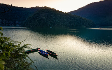 boat on the lake in Pokhara Nepal