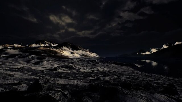 Dramatic landscape in Antarctica with storm coming