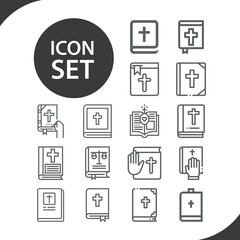 Simple set of psalms related lineal icons.