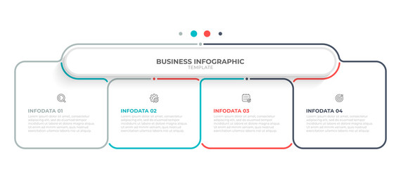 Vector infographic thin line design with marketing icons. Business concept with 4 options, steps or processes.