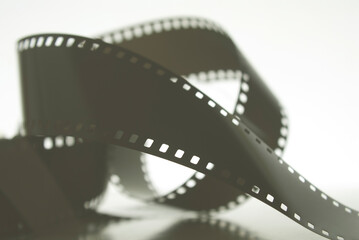 35mm negative film roll in blur. Photographic film.