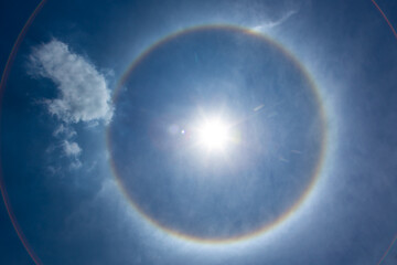 Blurred Halo is the optical phenomena produced by light (typically from the Sun or Moon) interacting with ice crystals suspended in the atmosphere. 