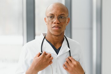 young male african doctor in hospital