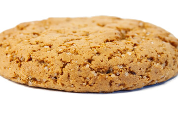 Oatmeal cookies in a macro shot isolated on a white background