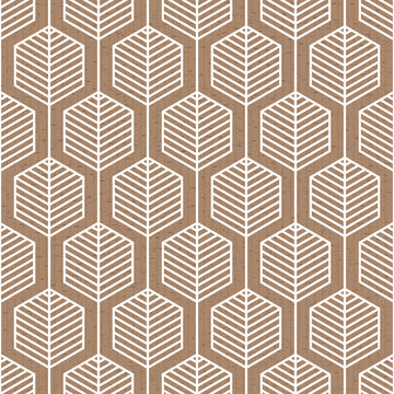 Scandinavian folk art seamless vector pattern with hexagons and lines in geometric style