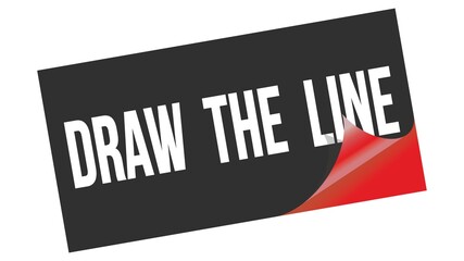 DRAW  THE  LINE text on black red sticker stamp.