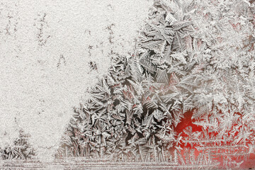 Naklejka premium Background of natural frozen glass, window glass with a beautiful pattern