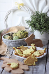 Easter cookies on a wooden table