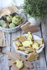 Easter cookies on a wooden table