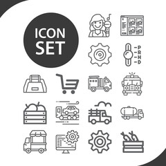Simple set of tractor related lineal icons.