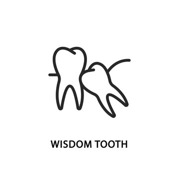 Wisdom tooth flat line icon. Vector illustration stomatology clinic symbol