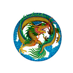 Close up dragon statue isolate on white with clipping path.
