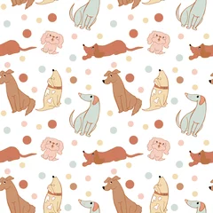 Foto op Canvas seamless pattern fun  dogs color © Эльвира Титова