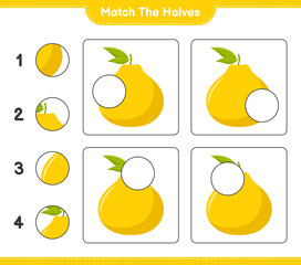 Match the halves. Match halves of Ugli. Educational children game, printable worksheet, vector illustration