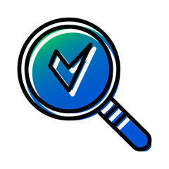 Magnifying glass icon with tick symbol