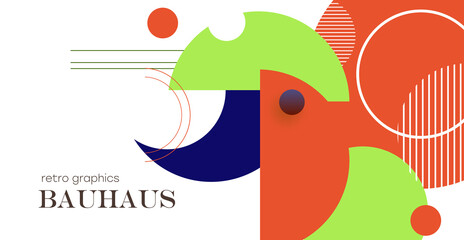 Abstract geometric background. Bauhaus , minimalist retro poster graphics vector illustration.
